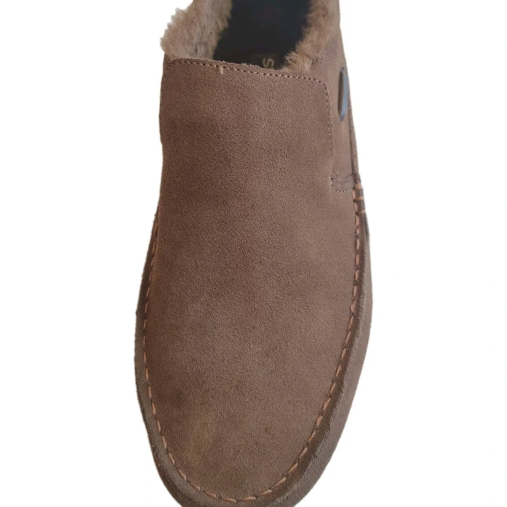 Sperry Moc Sider Men's Slip On Shoes Fleece Lined Suede Dark Brown Size 9.5‎